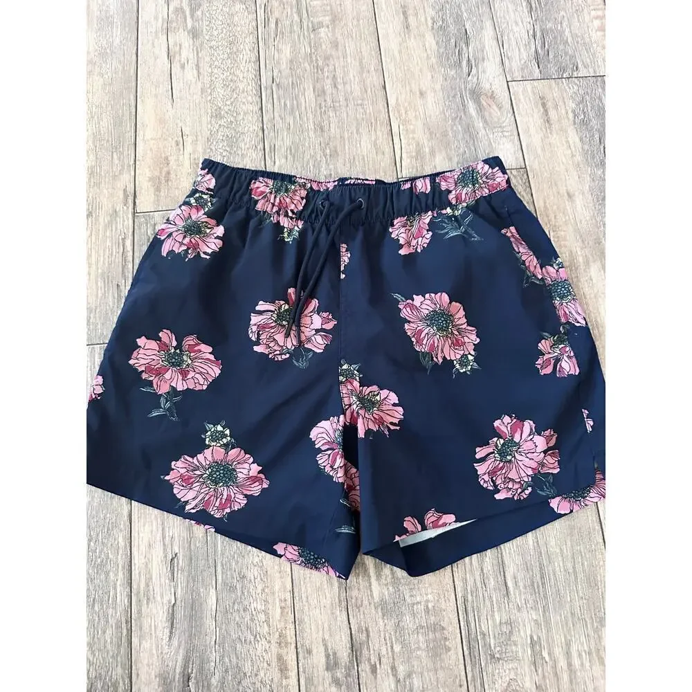 Abercrombie & Fitch Men's Floral Stretch Drawstring Lined Swim Trunks Size XL
